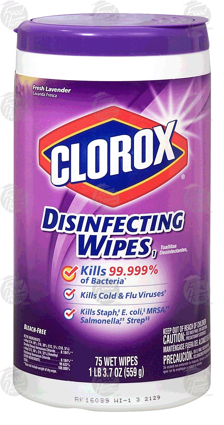 Clorox  disinfecting wet wipes, lavender scent, bleach-free, 7 x 8-inch wipes Full-Size Picture